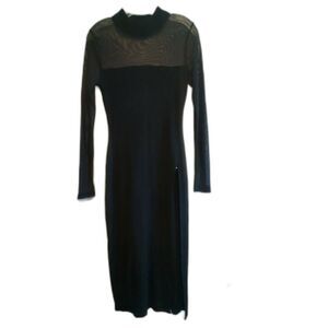 Almost Famous Sheer Black Bodycon Stretch Dress L Vampy Grunge Goth Sexy Witchy